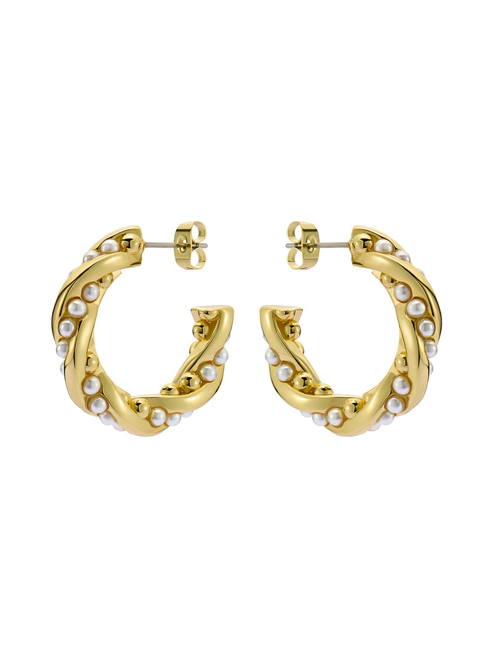 Ted Baker Tiyaa Twisted Pearl Hoop Earrings Gold