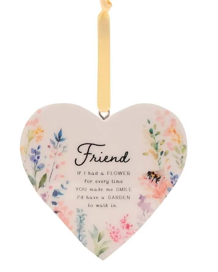 The Cottage Garden Floral Hanging Heart - Friend