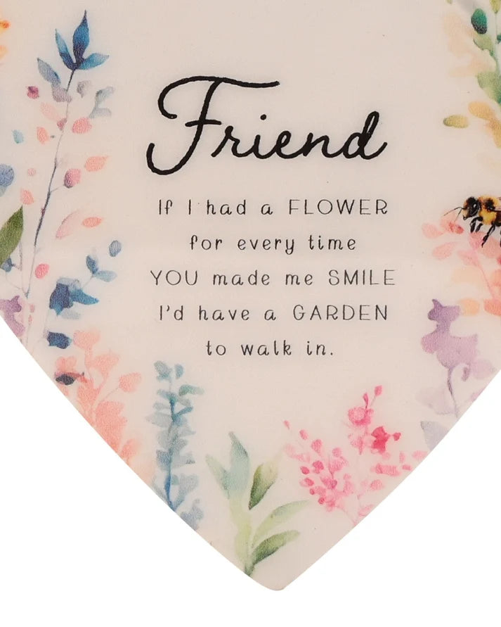The Cottage Garden Floral Hanging Heart - Friend
