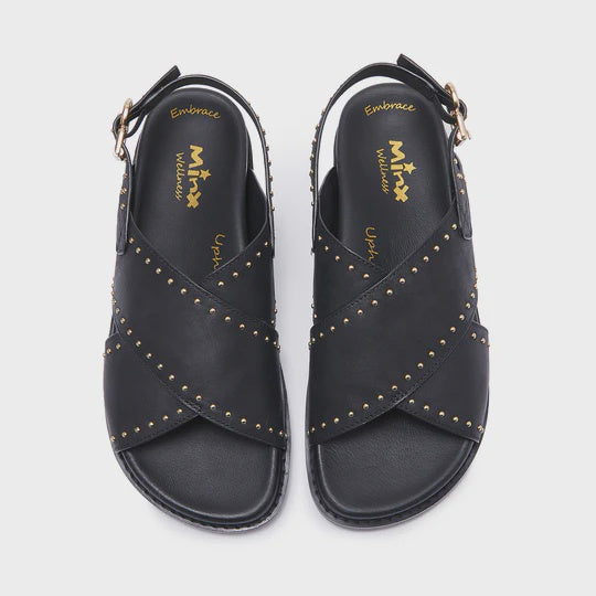 Minx Thrive Black & Gold Sandals
