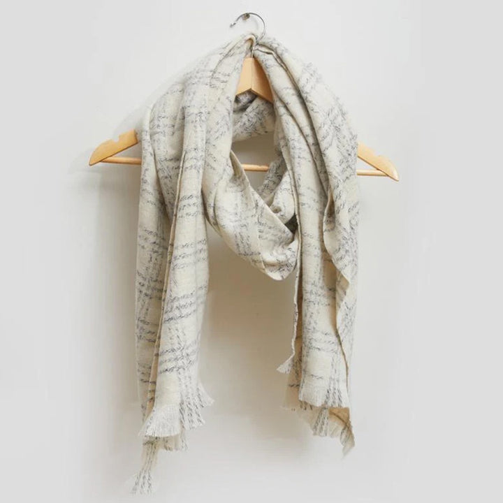 IVORY CHECK LUREX SCARF