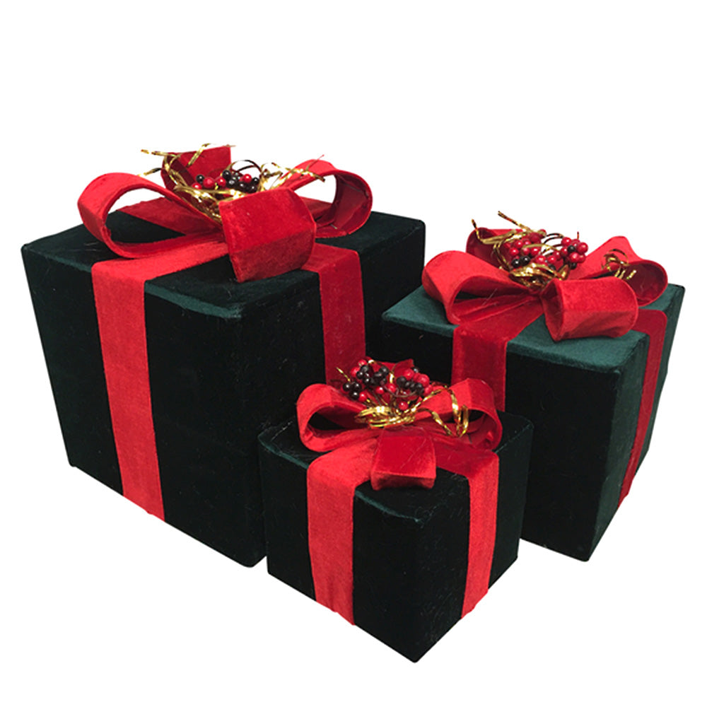 Velvet Bow Decorative Christmas Boxes