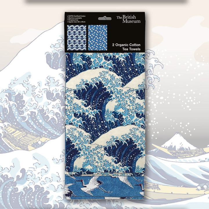 GREAT WAVE CRANE TEATOWEL SET