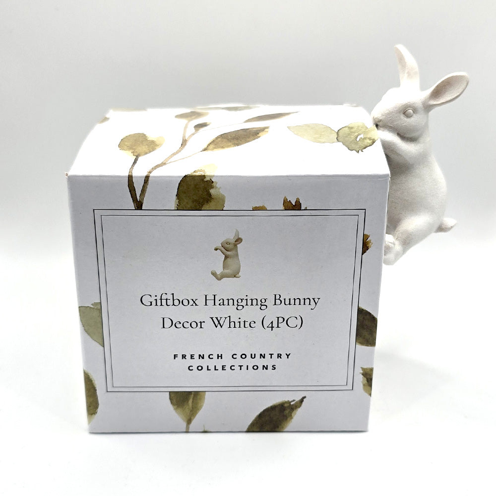 French Country White Hanging Bunnies Set of 4