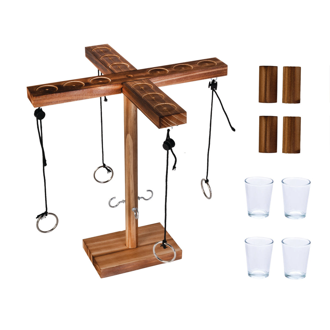 Ring Toss Battle Royale set with score pegs and four shot glasses - RAPT ONLINE