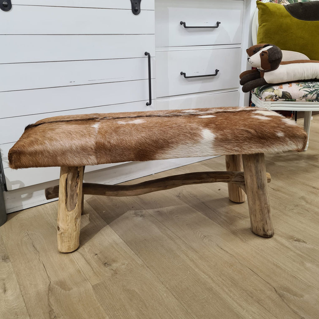 RUSTICO LEATHER & TEAK BENCH | LG FREIGHT