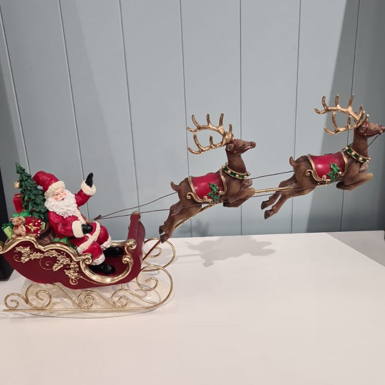 Santa Sleigh & Flying Reindeer Christmas Ornament