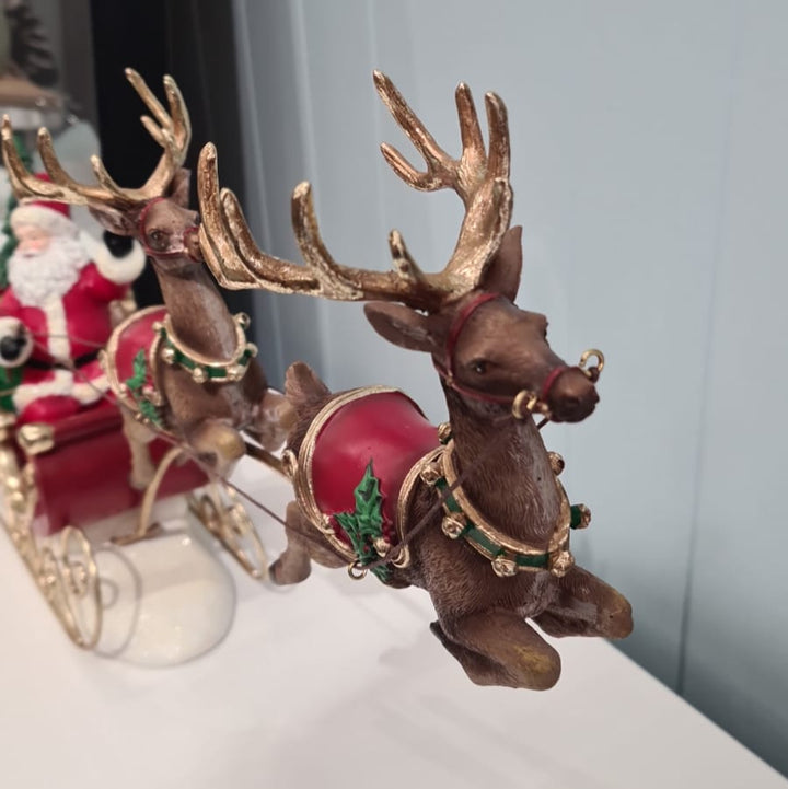 Santa Sleigh & Flying Reindeer Christmas Ornament
