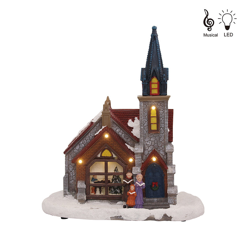 25cm Musical Ligth Up Christmas Church