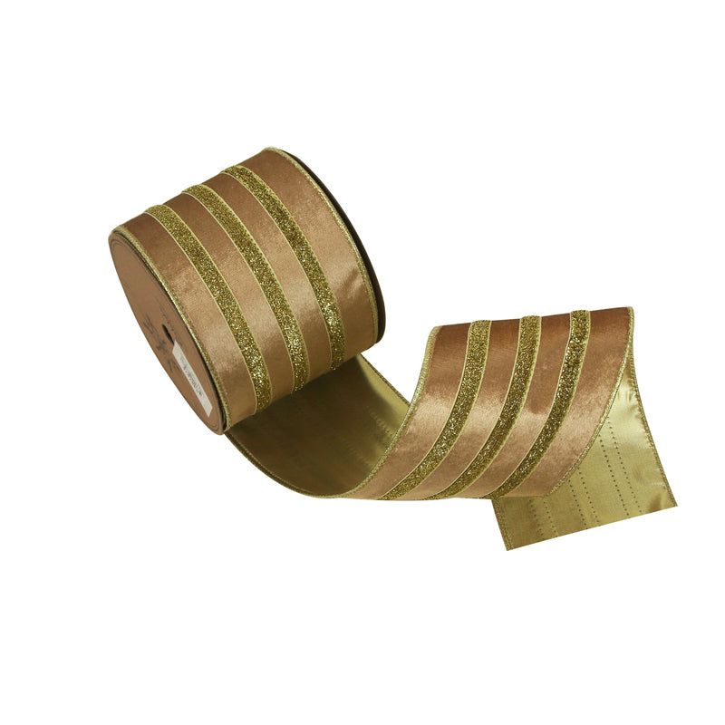 5m Gold Sparkle 10cm Wired Ribbon