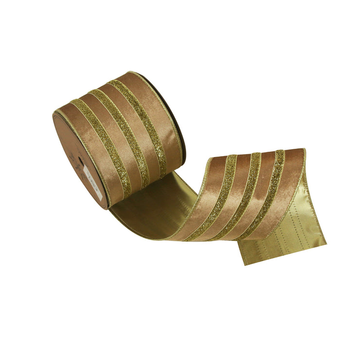 5m Gold Sparkle 10cm Wired Ribbon