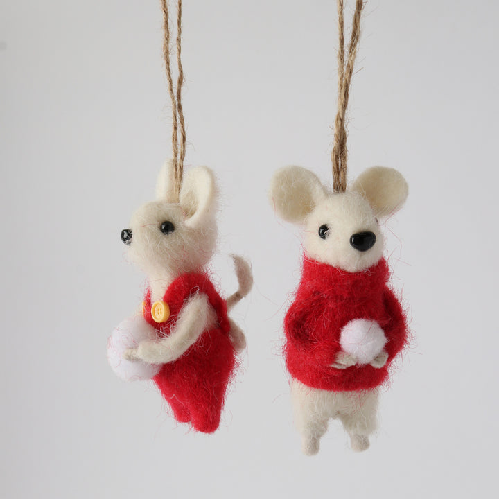Le Forge Yuletide Snowball Mice Decorations