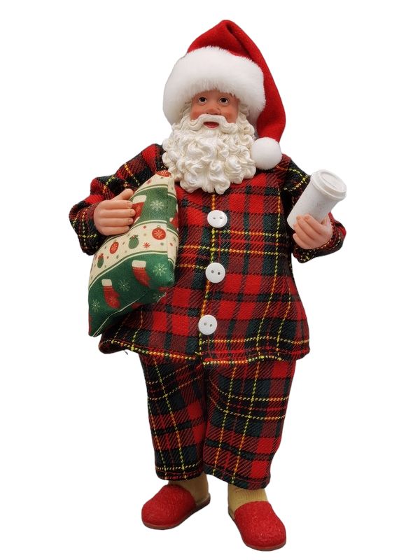 28cm Tartan Pyjama's Santa Figurine