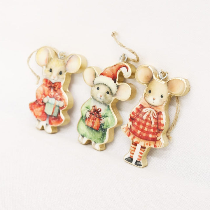 Le Forge Wood Mice Ornaments