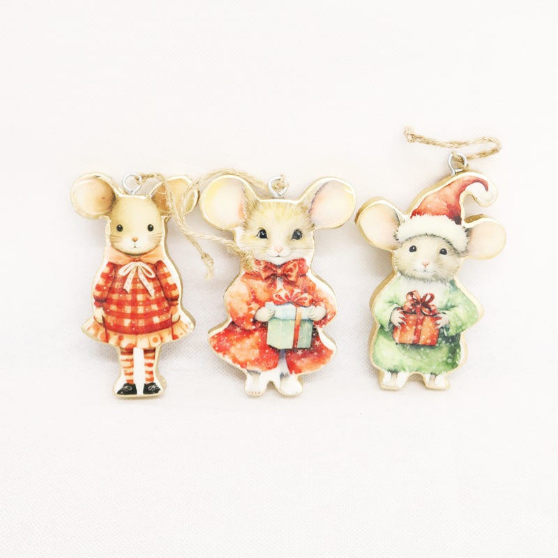 Le Forge Wood Mice Ornaments
