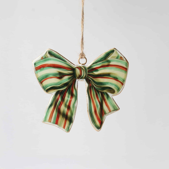 Le Forge Striped Metal Bow Tree Ornament