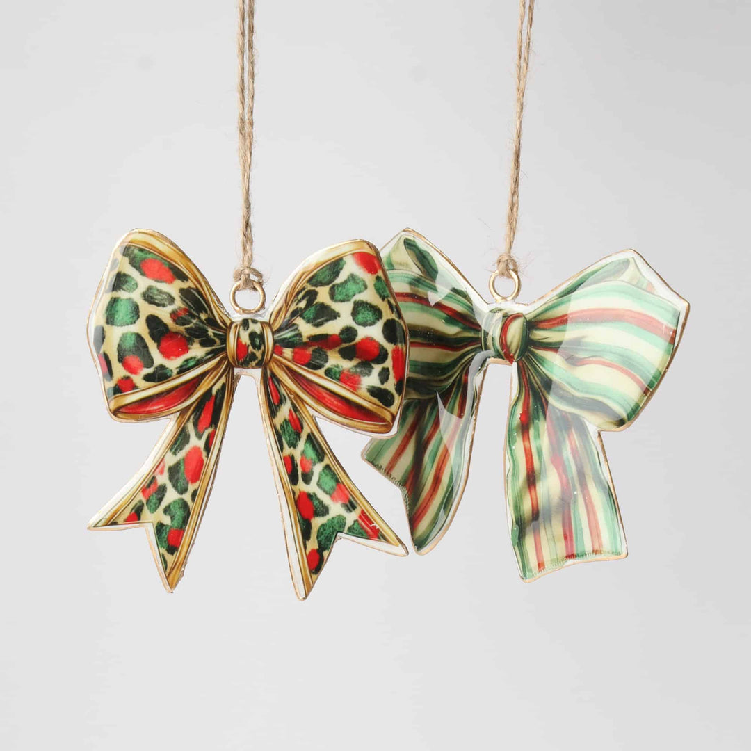 Le Forge Striped Metal Bow Tree Ornament