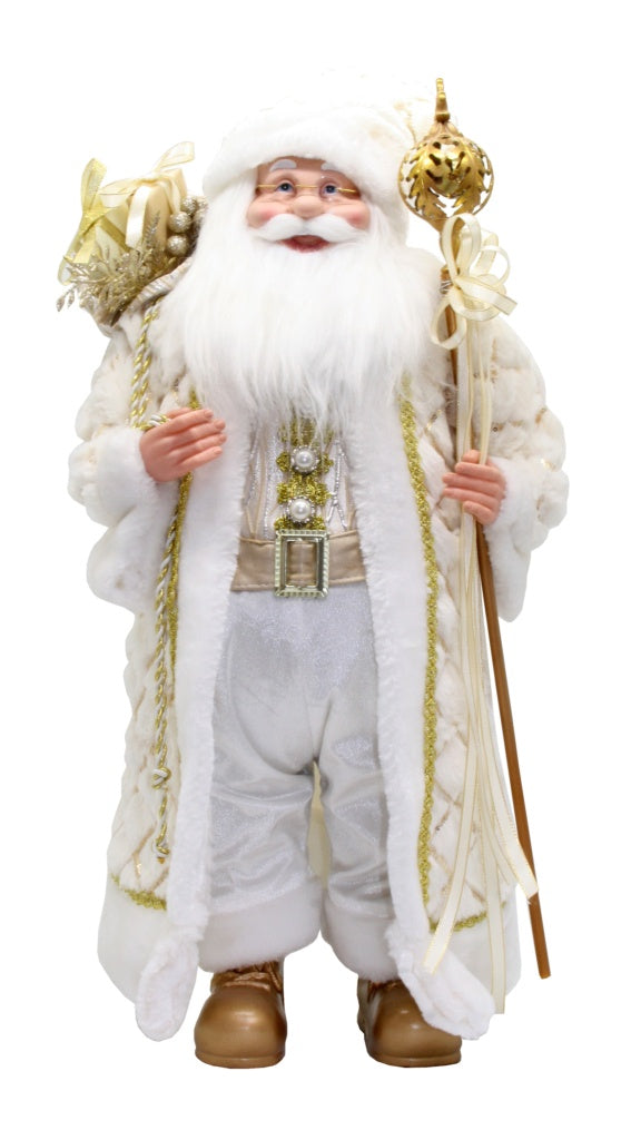 60CM WHITE & GOLD SANTA