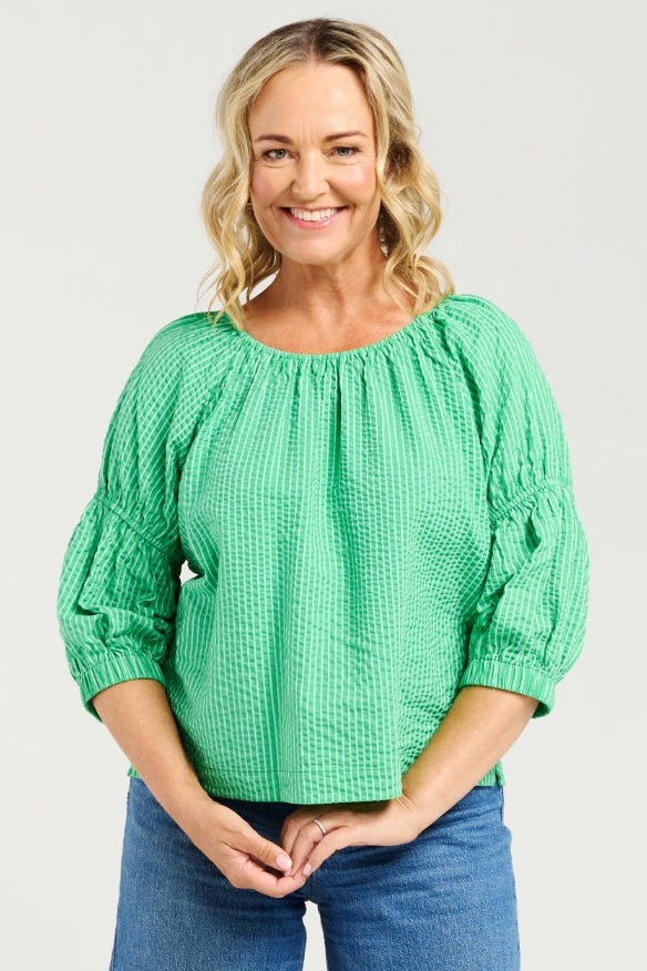Zafina Green Stripe Caitlin Top