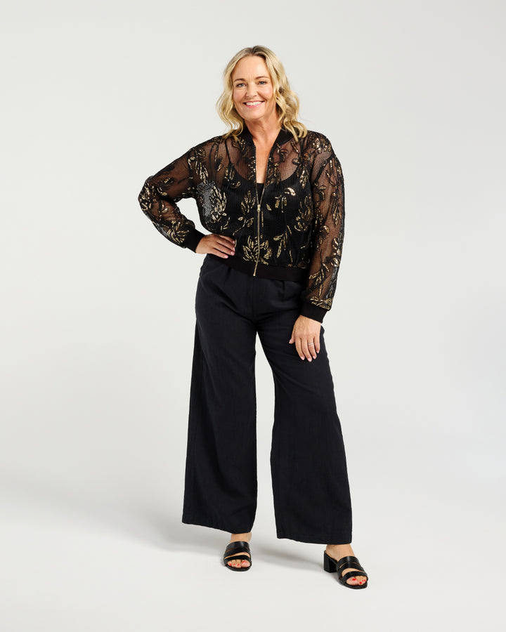 Zafina Black & Gold Bianca Bomber