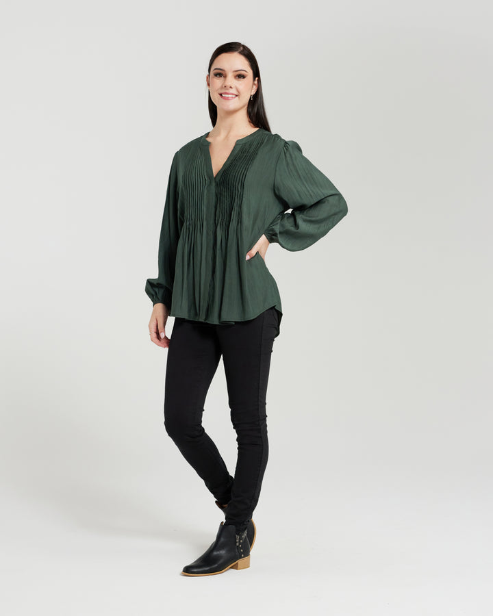 GREEN GISELLE TOP - RAPT ONLINE