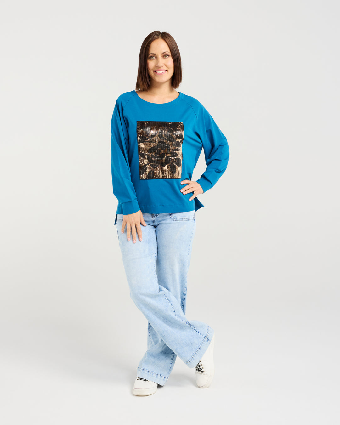 Zafina Teal Calla Top