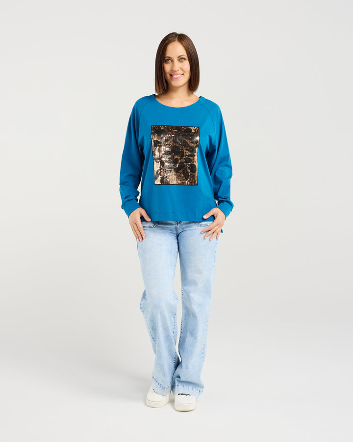 Zafina Teal Calla Top