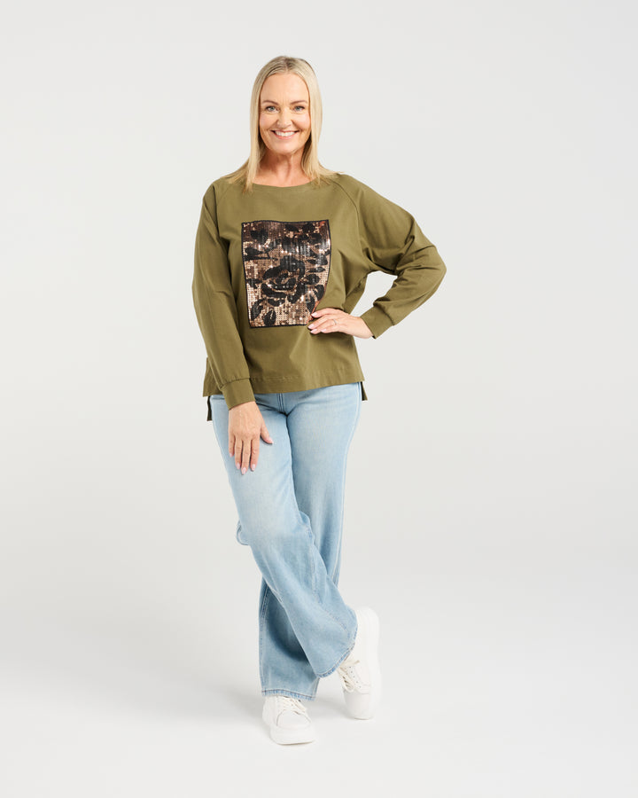 Zafina Khaki Calla Top