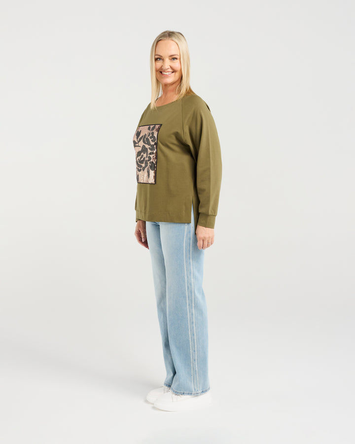 Zafina Khaki Calla Top