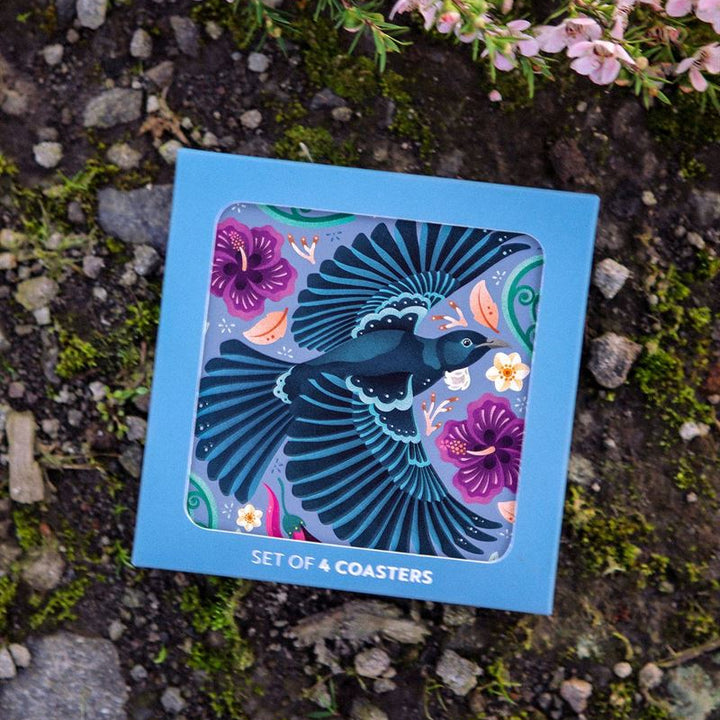 Catherine Marion Tuneful Tūī Set of 4 Boxed Coasters