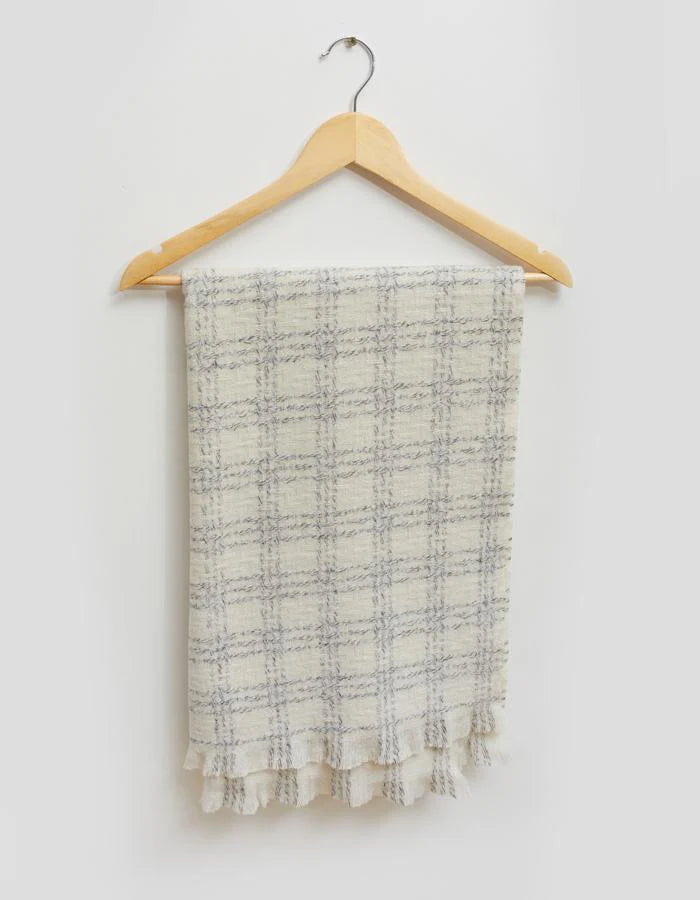 IVORY CHECK LUREX SCARF