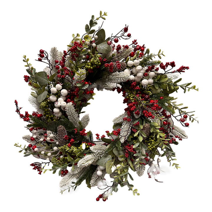Mixed Berry & Pine Leaf Christmas Wreath 50cm