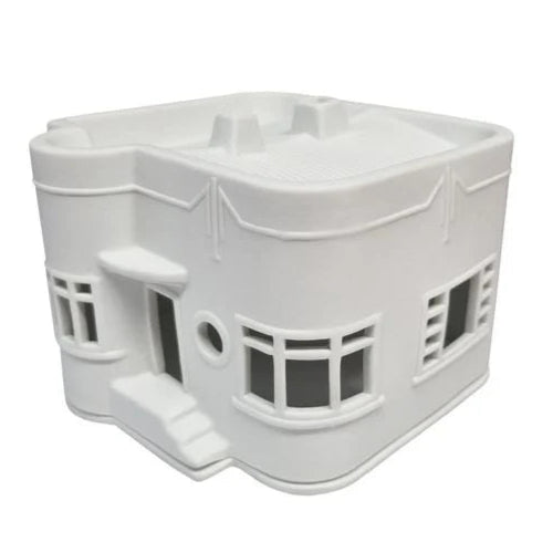 White model of a building on a white background