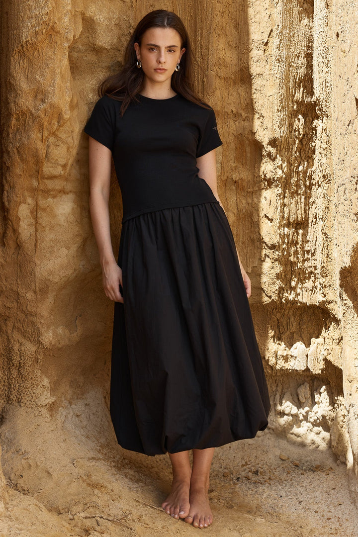 Sass Black Bubble Hem Lilani Dress