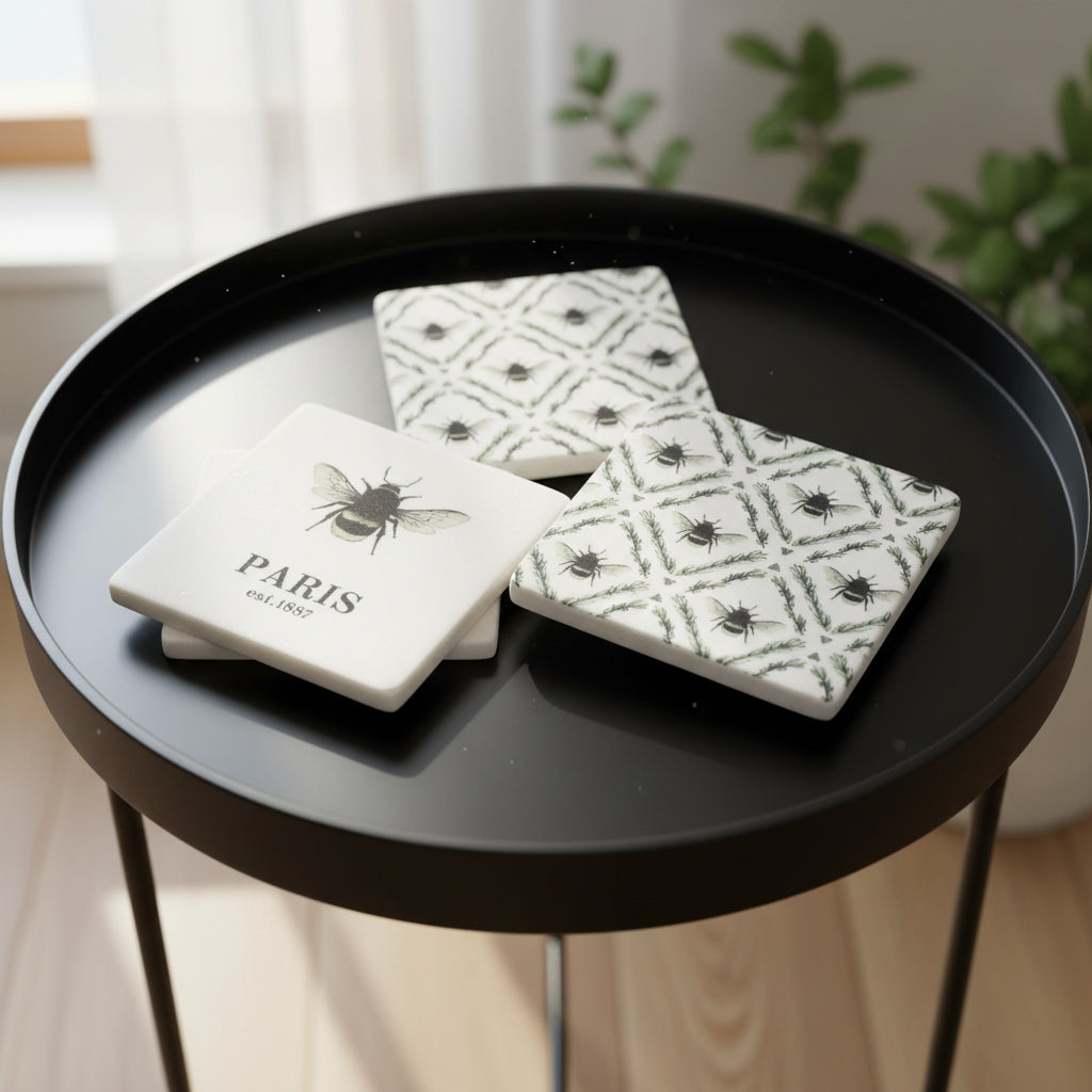 Paris Bee Black & White Coasters