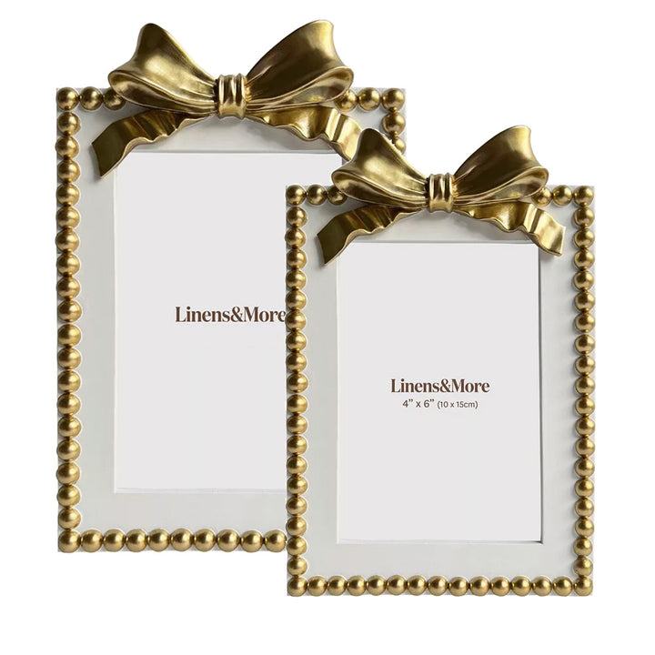 White & Gold Bow Photo Frame