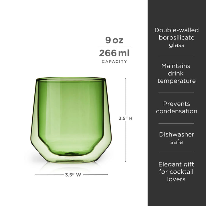 GREEN DOUBLE WALLED AURORA GLASSES - RAPT ONLINE