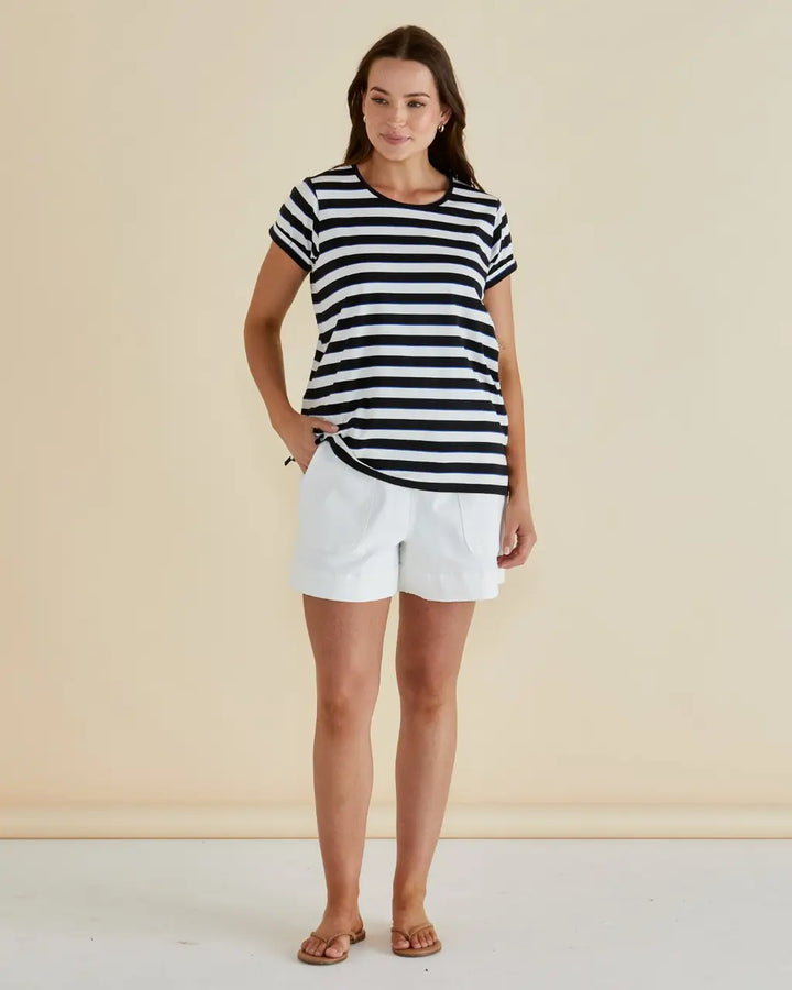 Betty Basics Caia Crew Tee Black & White