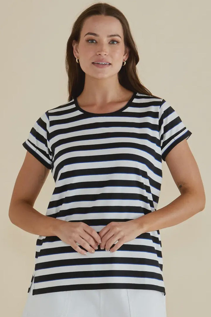 Betty Basics Caia Crew Tee Black & White