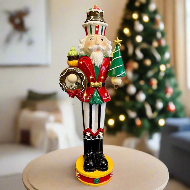 Decorative Christmas nutcracker figure on a white background