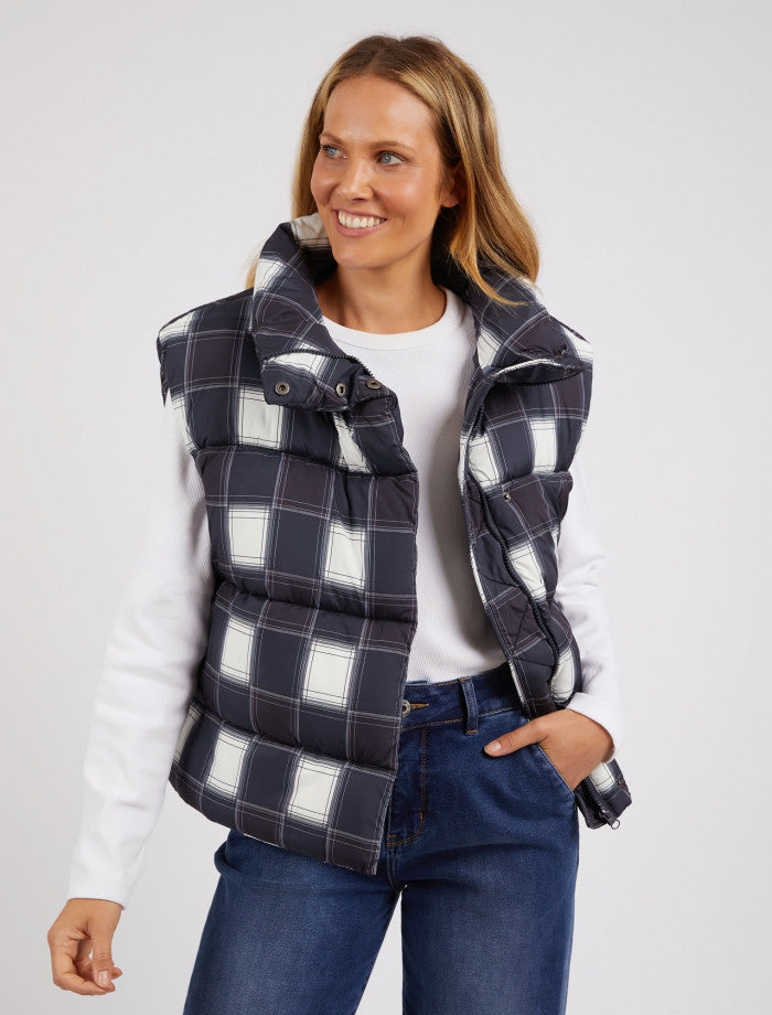 CEDAR CHECK PUFFER VEST - RAPT ONLINE