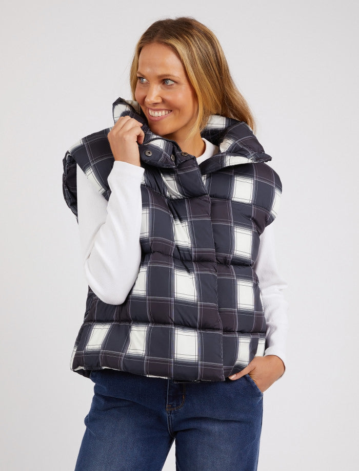 CEDAR CHECK PUFFER VEST - RAPT ONLINE