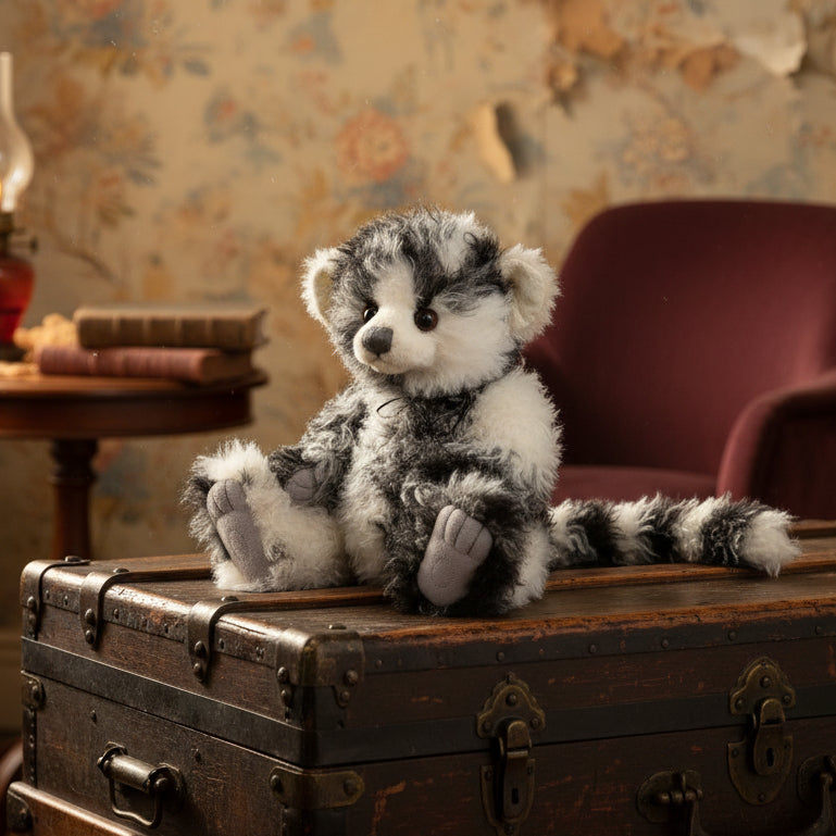 Plush toy charlioe bears glasses monster on a white background