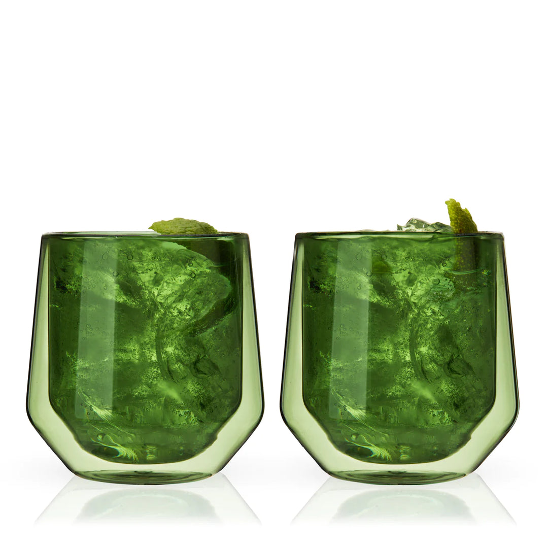 GREEN DOUBLE WALLED AURORA GLASSES - RAPT ONLINE