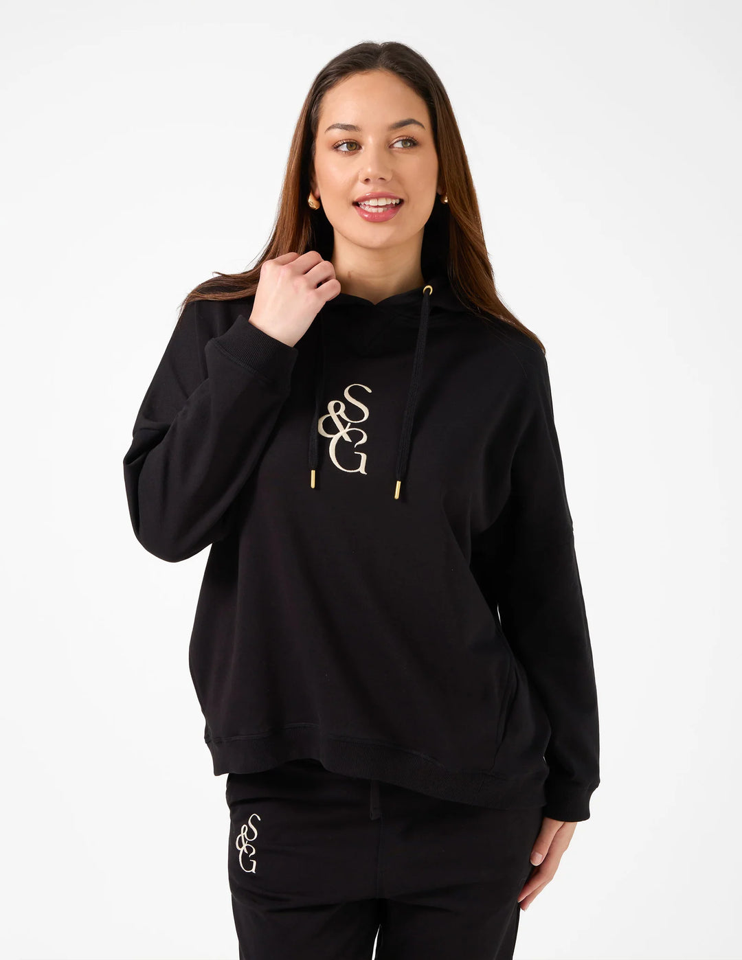 Stella + Gemma Black Essential Logo Hoodie