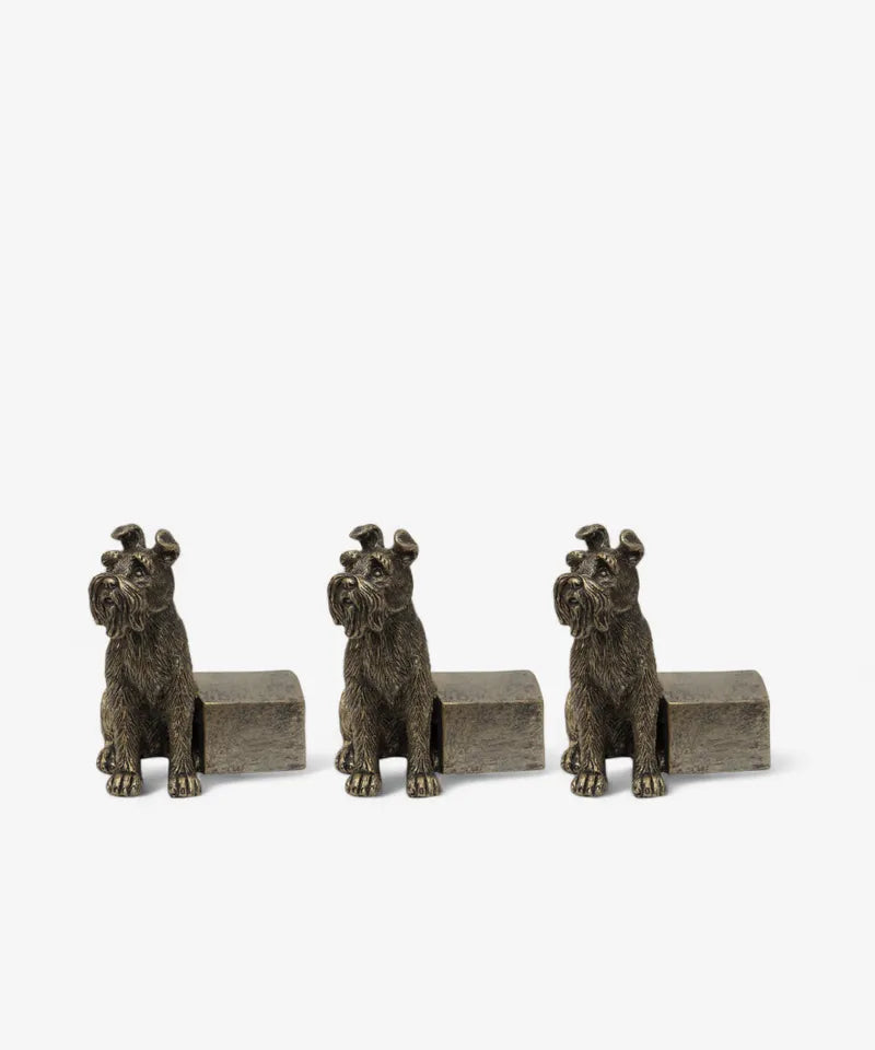 French Country Small Gold Scottie/Schnauzer Dog Pot Stands – Set of 3