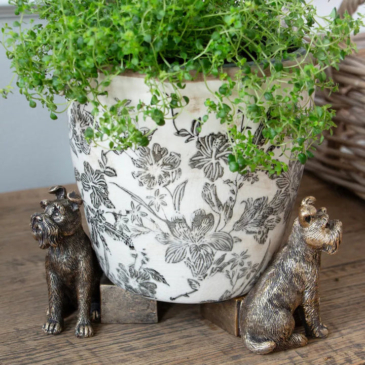 French Country Small Gold Scottie/Schnauzer Dog Pot Stands – Set of 3