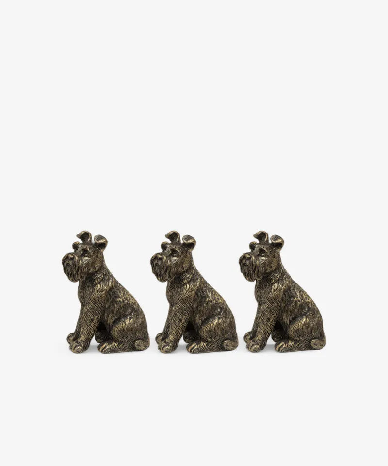French Country Small Gold Scottie/Schnauzer Dog Pot Stands – Set of 3