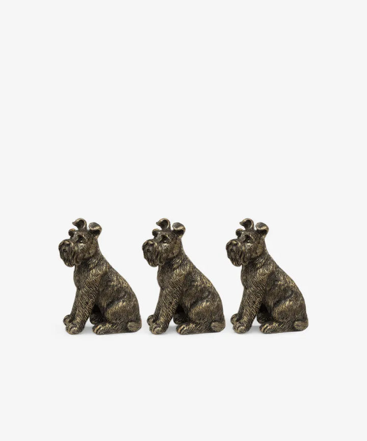 French Country Small Gold Scottie/Schnauzer Dog Pot Stands – Set of 3
