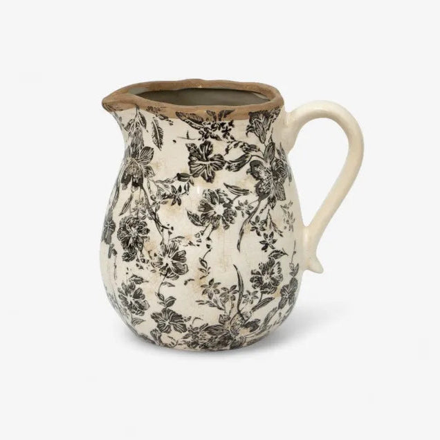 French Country Black Floral Short Jug
